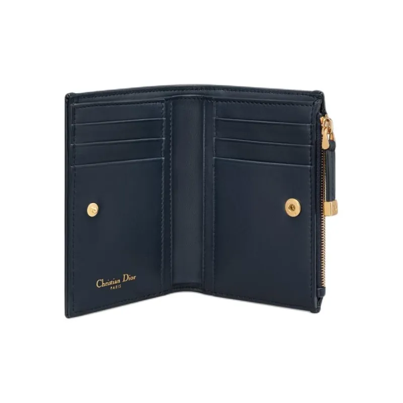 DIOR 30 Montaigne Toile De Jouy Reverse Jacquard Fabric Wallet Women's Black-3