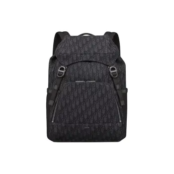 DIOR 8 Oblique Printed Fabric Backpack Men's Black