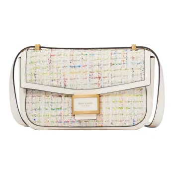 Kate Spade Katy Leather Patchwork Velvet Crossbody Bag Shoulder Bag Women's Cream With Multicolor