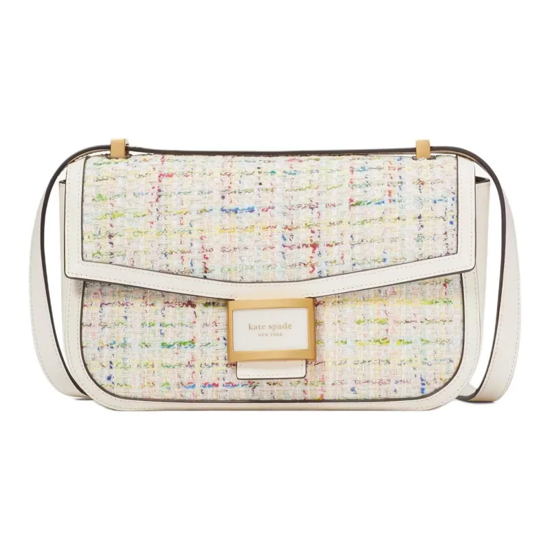 Kate Spade Katy Leather Patchwork Velvet Crossbody Bag Shoulder Bag Women's Cream With Multicolor-0