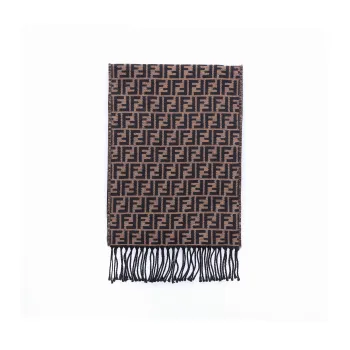 FENDI Wool Knit Scarves Unisex Dark Brown