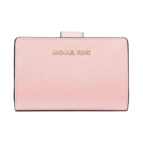 MICHAEL KORS Cross Grain Leather Wallet Medium Size Women's Blush Pink