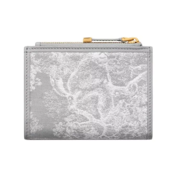 DIOR 30 Montaigne Toile De Jouy Jacquard Fabric Wallet Women's Gray-2