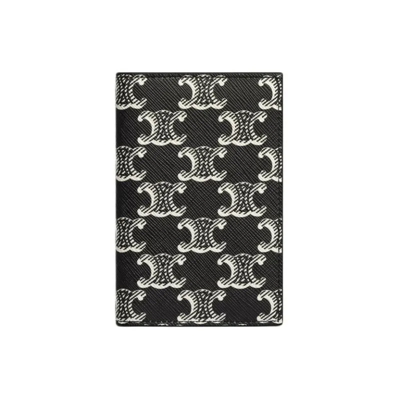 CELINE Cow Leather Card Holder Men's ** Black & White-0