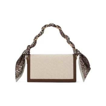 CHARLES&KEITH Scarf Canvas Series Fabric Canvas Bag, Small Square Bag, Crossbody Bag, Handbag Regular Women's Beige