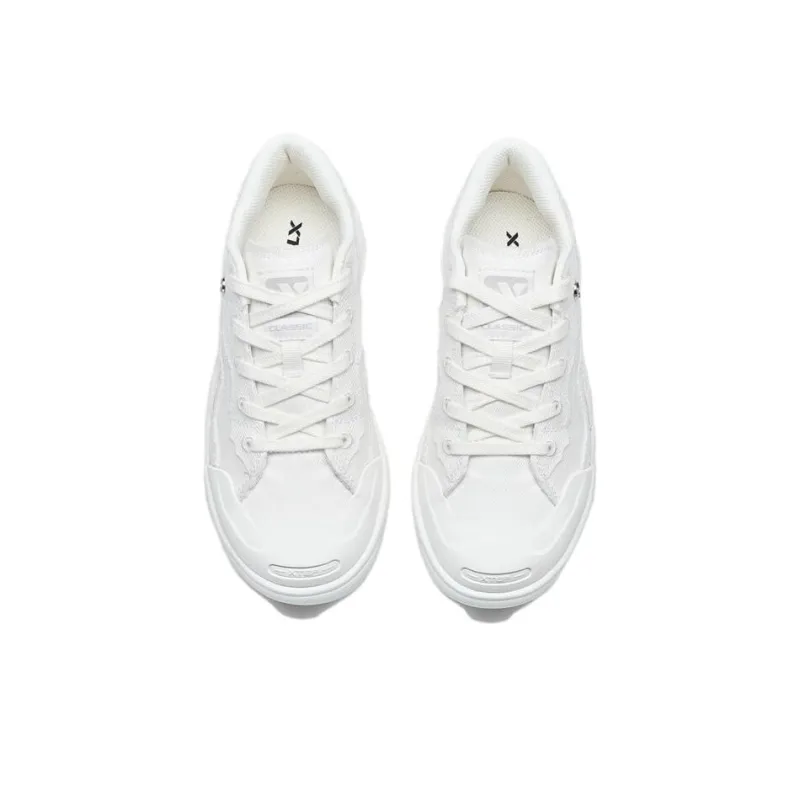 XTEP Anti Slip Wear Resistant Low Top Skateboard Shoes Women's Sail White-4