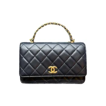 CHANEL WOC Sheepskin With Gold Metal Kelly Bag Handbag Shoulder Crossbody Bag Wallet Women's Dark Blue