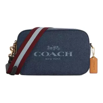 COACH Jes Fabric With Cow Leather Shoulder Bag, Crossbody Bag Medium Size Women's Denim Blue