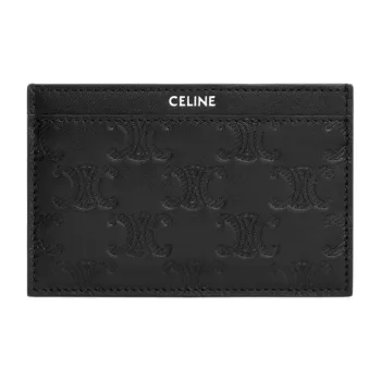 CELINE Triomphe Cow Leather Card Holder Men's Black