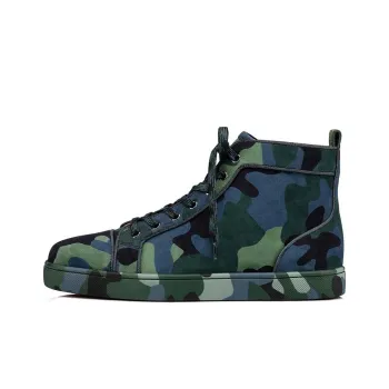 CL LUBOTING Louboutin Louis Orlato Stylish Skateboarding Shoes Men's Green Camouflage