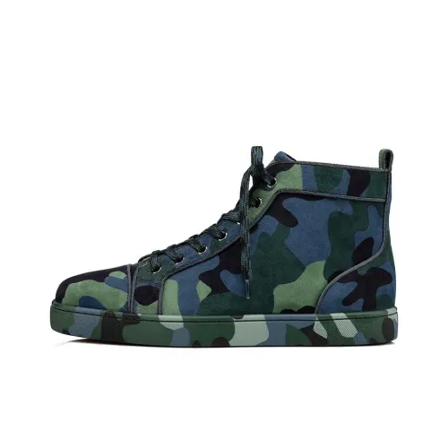 Christian Louboutin Skateboard Shoes Men High-Top Green Camouflage