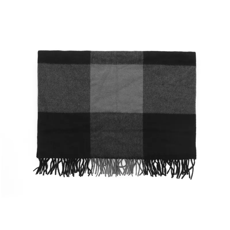 COACH Knit Scarves Unisex Black Gray Color-2