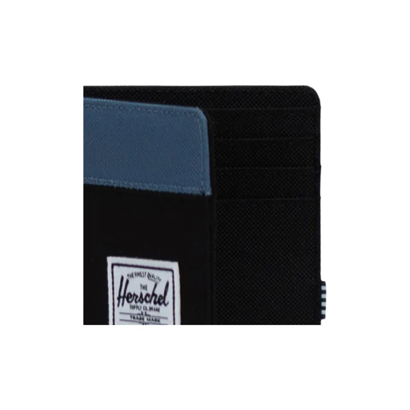 Herschel Canvas Card Holder Wallet Coin Purse Regular Unisex Classic Black/Rippling Blue-4