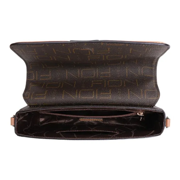 FION PVC One Shoulder Small Square Crossbody Bag Trumpets Women's Coffee & Camel-6