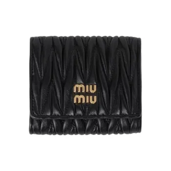 MIU MIU Matelassé Leather Wallet Small Size Women's Black
