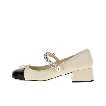 MIU MIU Chunky Heel Mary Jane Shoes Women's Beige