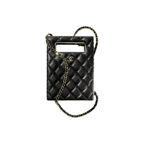 CHANEL Embossed Lambskin Beads Evening Party Bag Shoulder Bag Crossbody Bag Women's Black