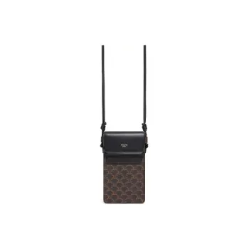 CELINE Triomphe Sheepskin Shoulder Bag, Crossbody Bag, Cell Phone Pouch Unisex Black