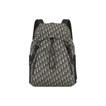 DIOR Oblique Printed Fabric Backpack Men's Beige & Black