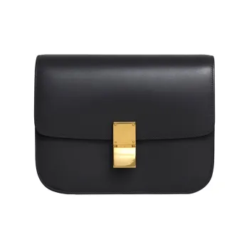 CELINE Classic Bo Leather Tofu Bag, Square Bag, Shoulder Bag, Crossbody Bag Medium Size Women's Black