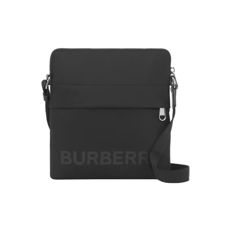 Burberry Logo Print Nylon Crossbody Bag Black-0