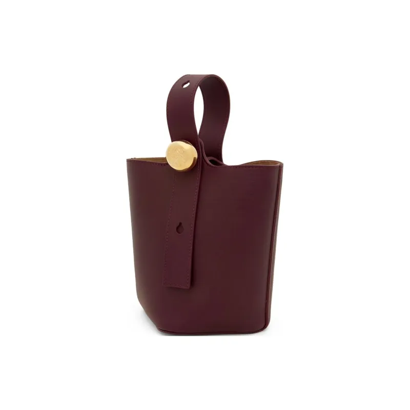 LOEWE Soft Cow Leather Bucket Bags Shoulder Bag Crossbody Bag Handbag Mini Women's Burgundy-1