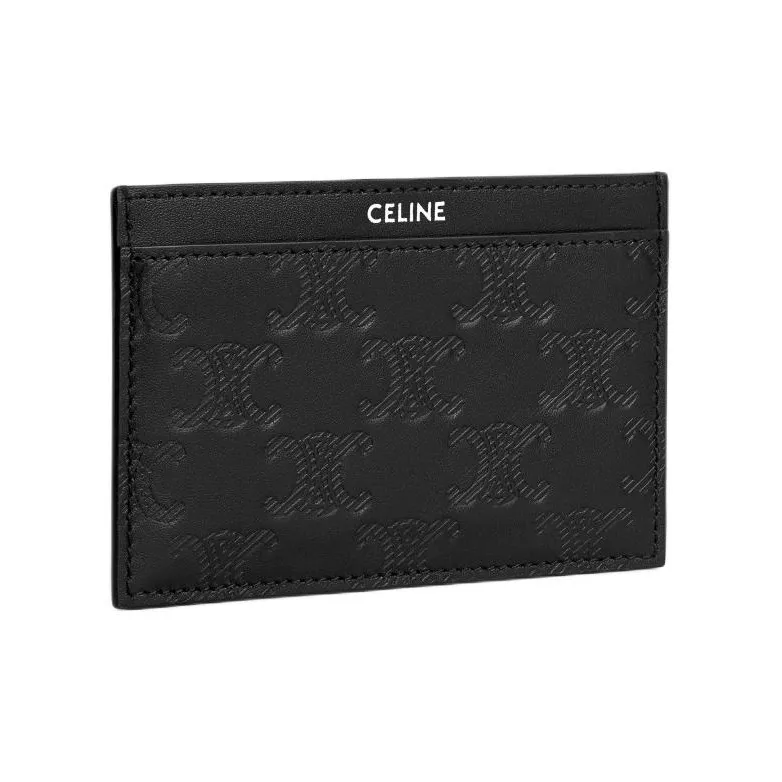 CELINE Triomphe Cow Leather Card Holder Men's Black-1