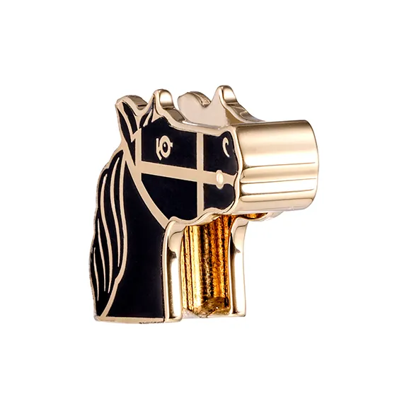 HERMES Other Accessories Unisex Light Gold/Lacquered Finish Black-2
