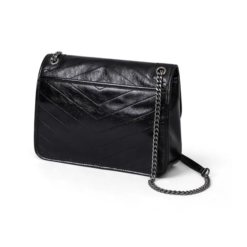 COMELY Synthetic Leather Chain Bag Shoulder Bag Messenger Bag Hobo Bag Regular Women's Black-2