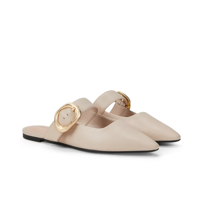 CHARLES&KEITH Small Ck Closed Toe Slippers 1cm Women's Nude Flesh/Black-1