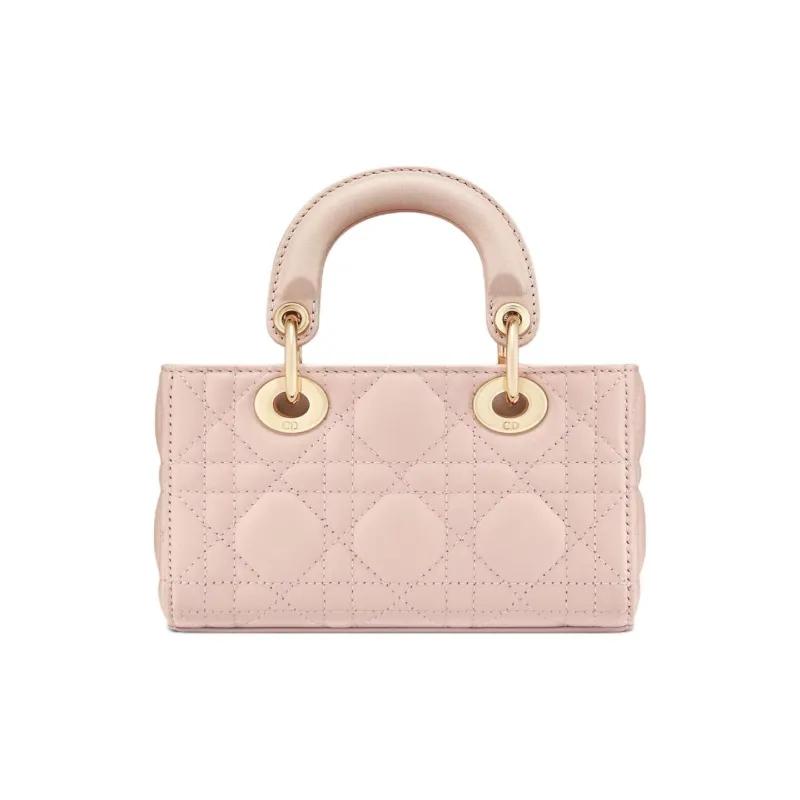 DIOR Lady D JOY Wicker Pattern Sheepskin Shoulder Bag, Crossbody Bag, Handbag Extra Mini Women's Rouge Pink-4