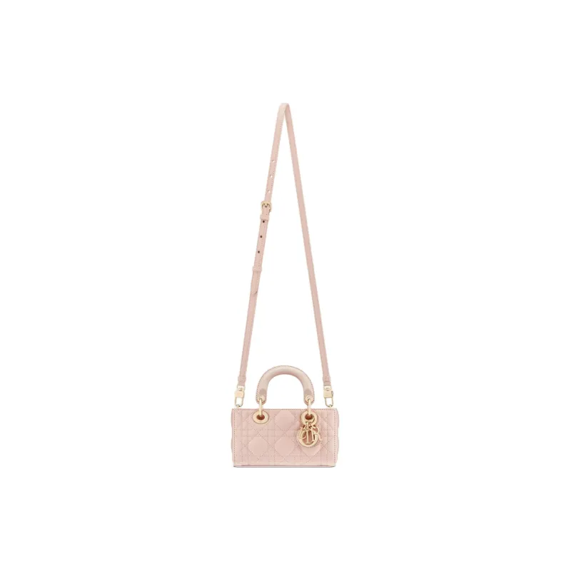 DIOR Lady D JOY Wicker Pattern Sheepskin Shoulder Bag, Crossbody Bag, Handbag Extra Mini Women's Rouge Pink-2