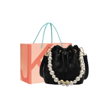 JANE KLAIN PU Bucket Bag, Handbag, Crossbody Bag Small Size Women's Black/White/Light Yellow