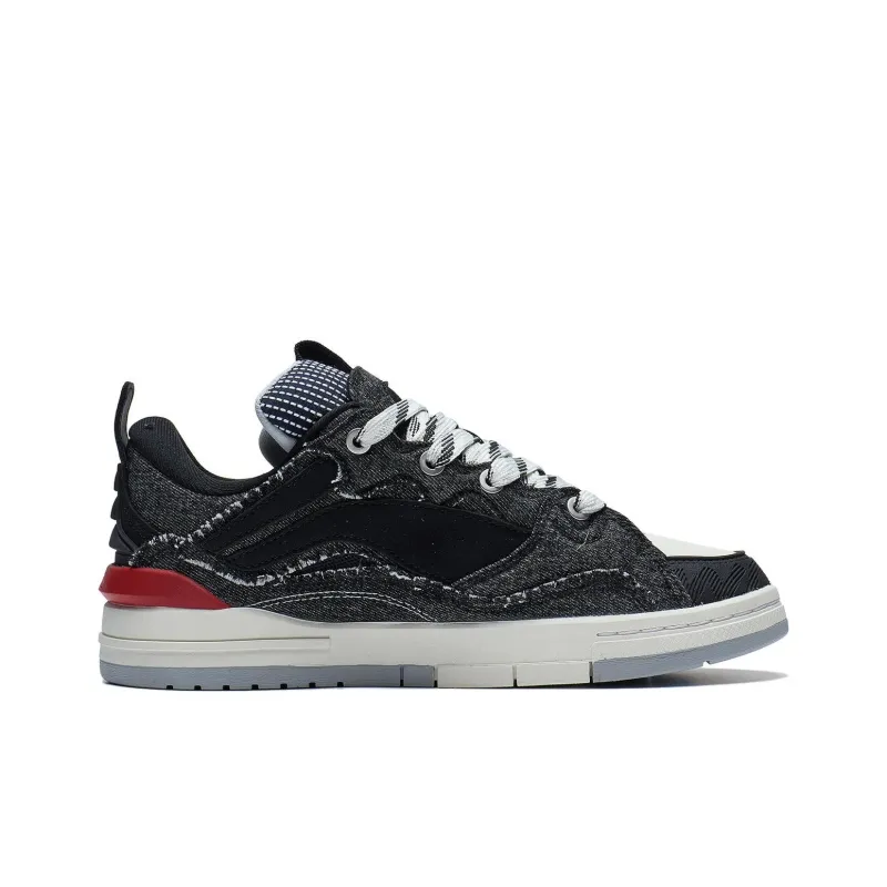LiNing Wave Slip Resistant Cushioning Low Top Skateboard Shoes Men's Black-1