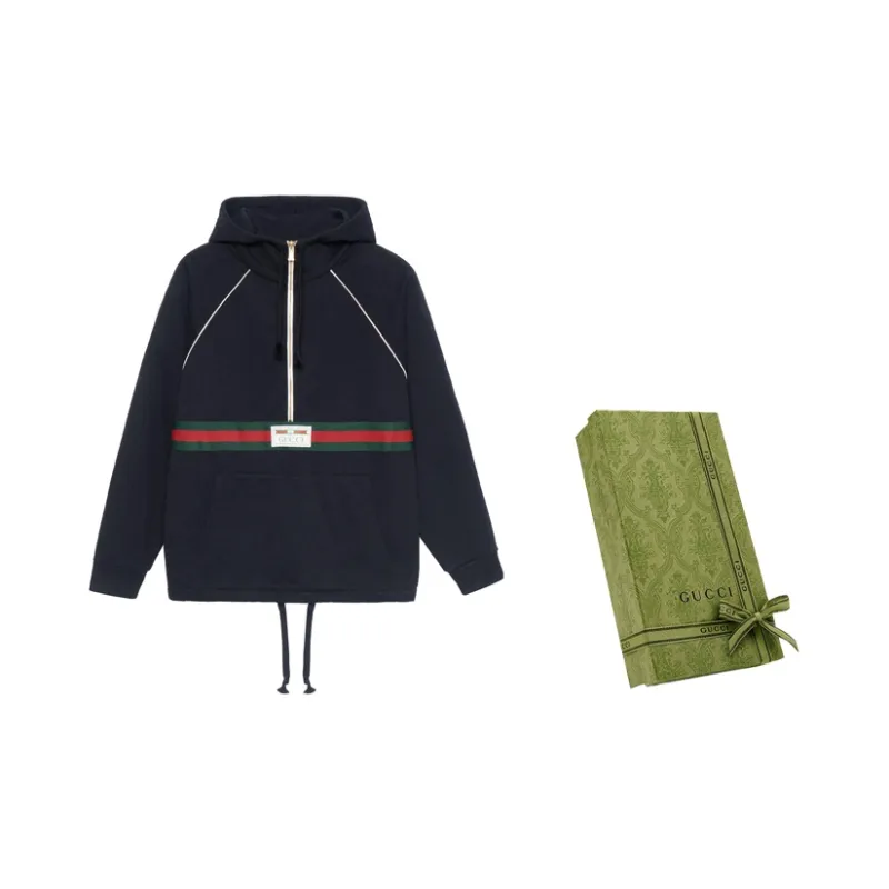 GUCCI Web stripe Cotton Hoodie-3