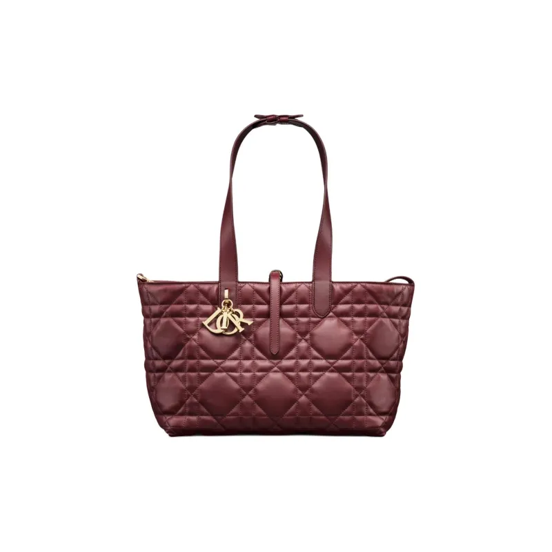 DIOR Calfskin One Shoulder Handbags Medium Size Women's Burgundy-5