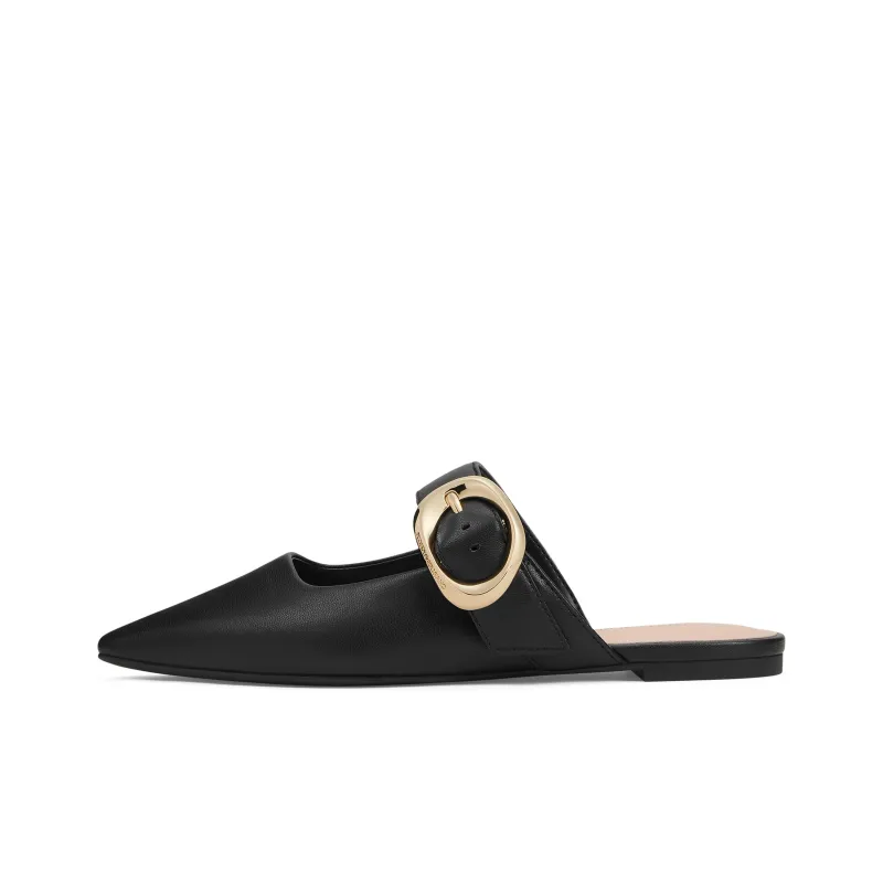 CHARLES&KEITH Small Ck Closed Toe Slippers 1cm Women's Nude Flesh/Black-4