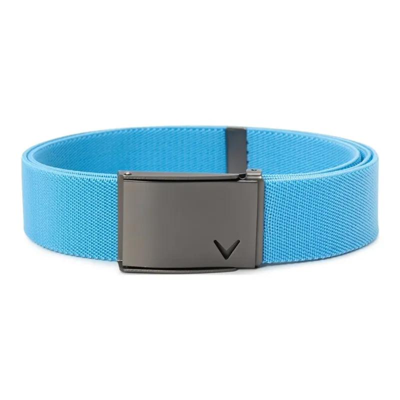Callaway Black Smooth Buckle Design Leather Belts Men's Blue Width: 4CM-1