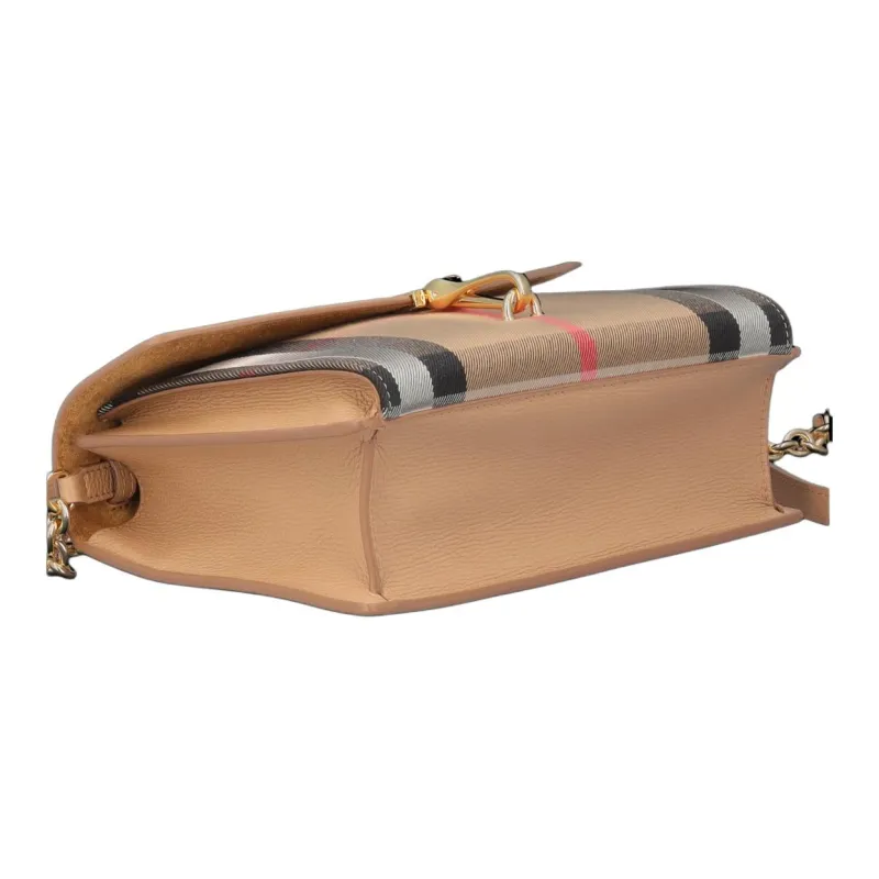 Burberry Leather Small Square Bag Crossbody Bag Shoulder Bag Small Size Women's Camel Multicolor-7