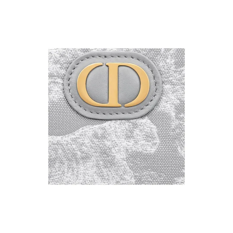 DIOR 30 Montaigne Toile De Jouy Jacquard Fabric Wallet Women's Gray-5