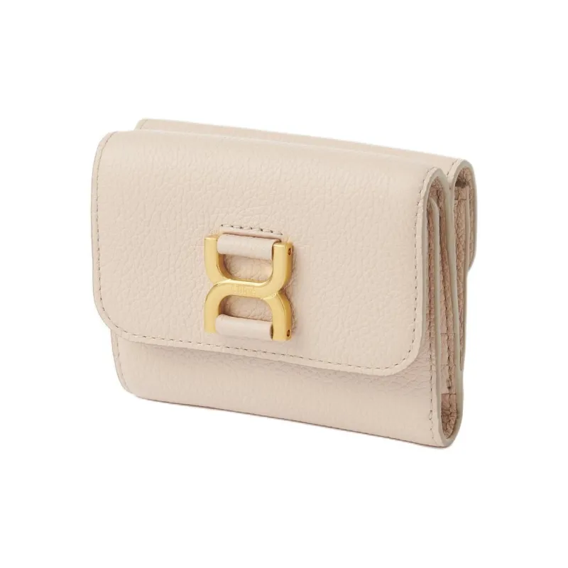 Chloe Marcie Grain Calfskin Card Holder, Wallet Trumpets Women's Cement Pink-1