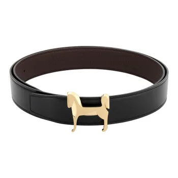 HERMES Togo Calfskin Double Sided Leather Leather Belts Men's Black Width  3.2cm