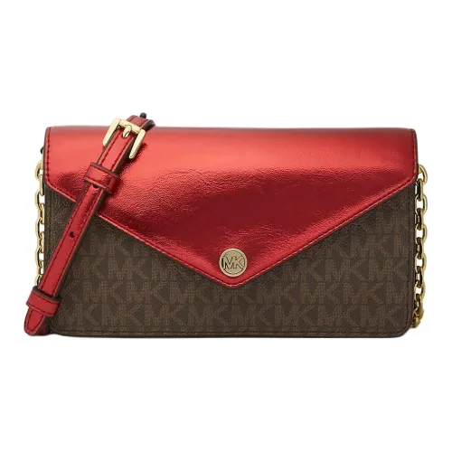 MICHAEL KORS Jet Set Canvas Envelope Bag Handheld Shoulder Bag Crossbody Bag Small Size Women's Vibrant Red