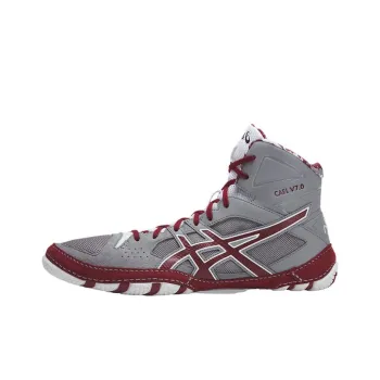 Asics Cael V7.0 Wear-Resistant Breathable Slip-Resistant High-Top Running Shoes Men's Gray Red