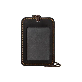 Back Step Top Grain Cow Leather ID Card Holder Regular Unisex Coffee/Black/Peacock Blue