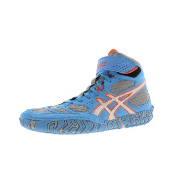 Asics Aggressor 2 Cushioning Wear Resistant High Top Wrestling Shoes Men's Gray Blue