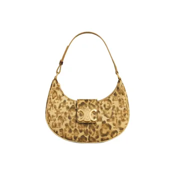 CELINE AVA Canvas Handbag Shoulder Bag Women's Leopard Print