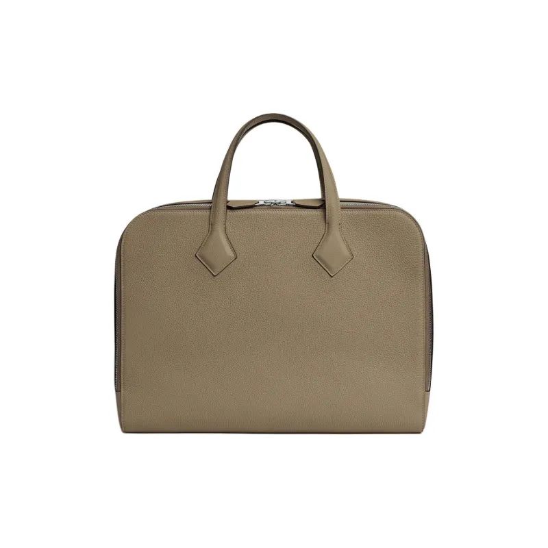 HERMES Victoria Light Togo Calfskin Business Bag Briefcase Handbag Men's 8Q BEIGE MARFA-0