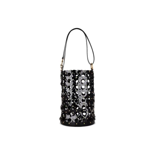 SAINT LAURENT Patent Leather Calfskin Bucket Bags Crossbody Bag Shoulder Bag Women's Black