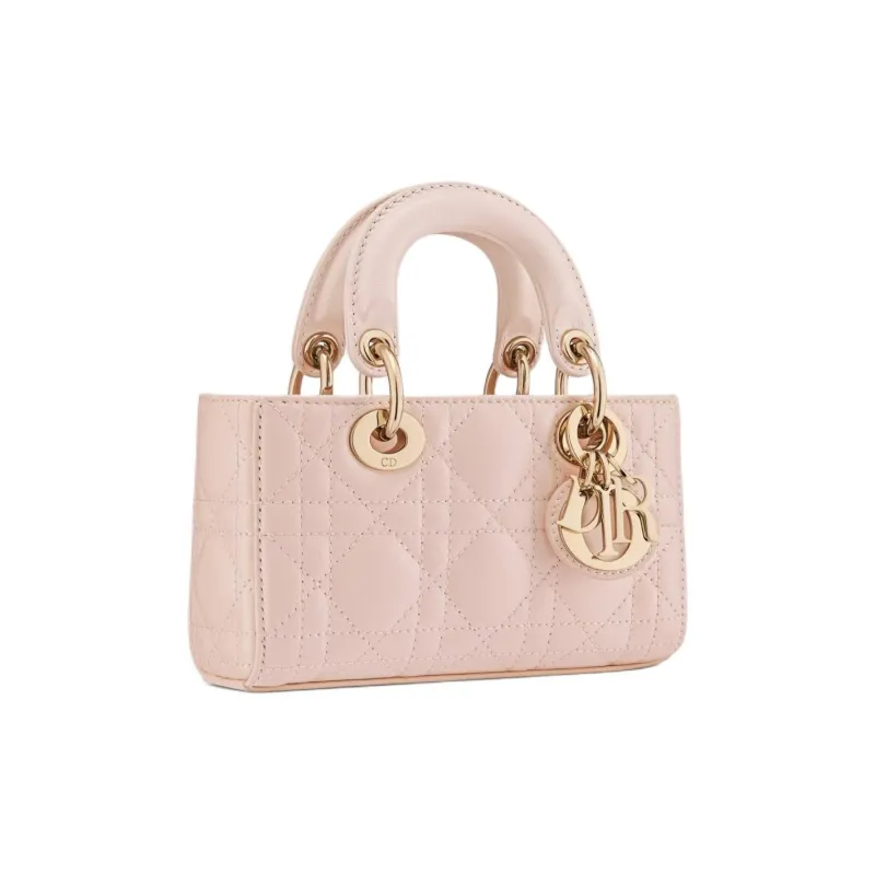 DIOR Lady D JOY Wicker Pattern Sheepskin Shoulder Bag, Crossbody Bag, Handbag Extra Mini Women's Rouge Pink-3